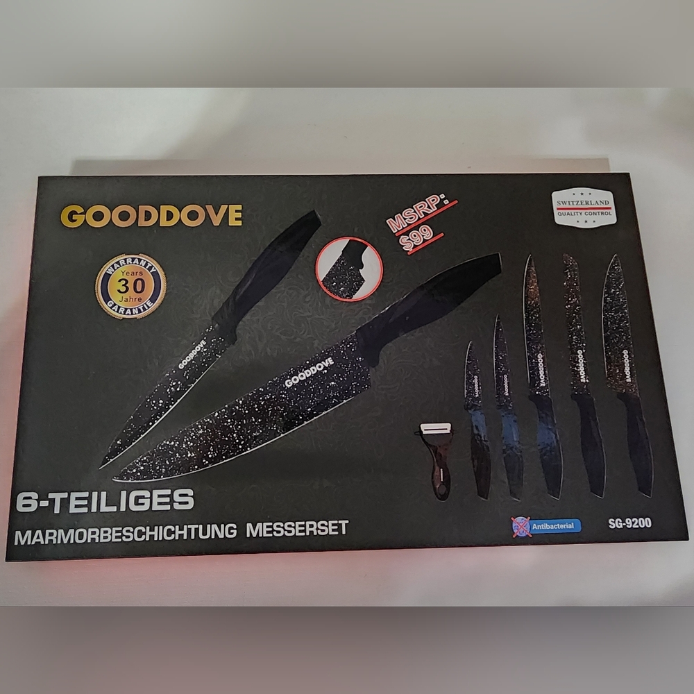 Gooddove Black Marbled Knife Set - 6pc